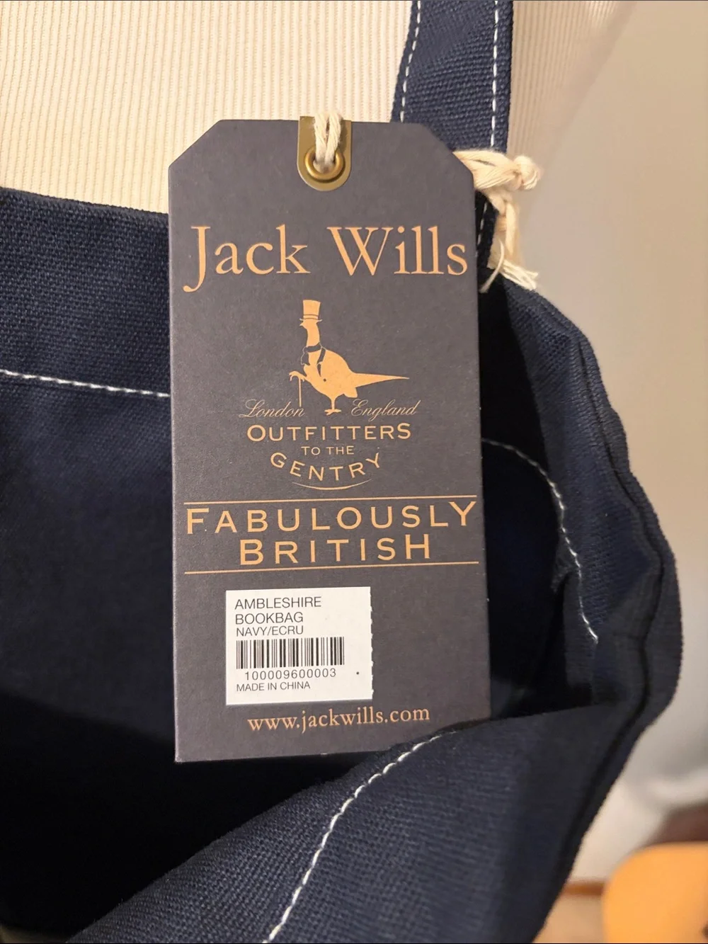 Jack Wills Navy and White Canvas Beach Tote